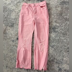 Zenana Light Pink Distressed Jeans - Size Medium